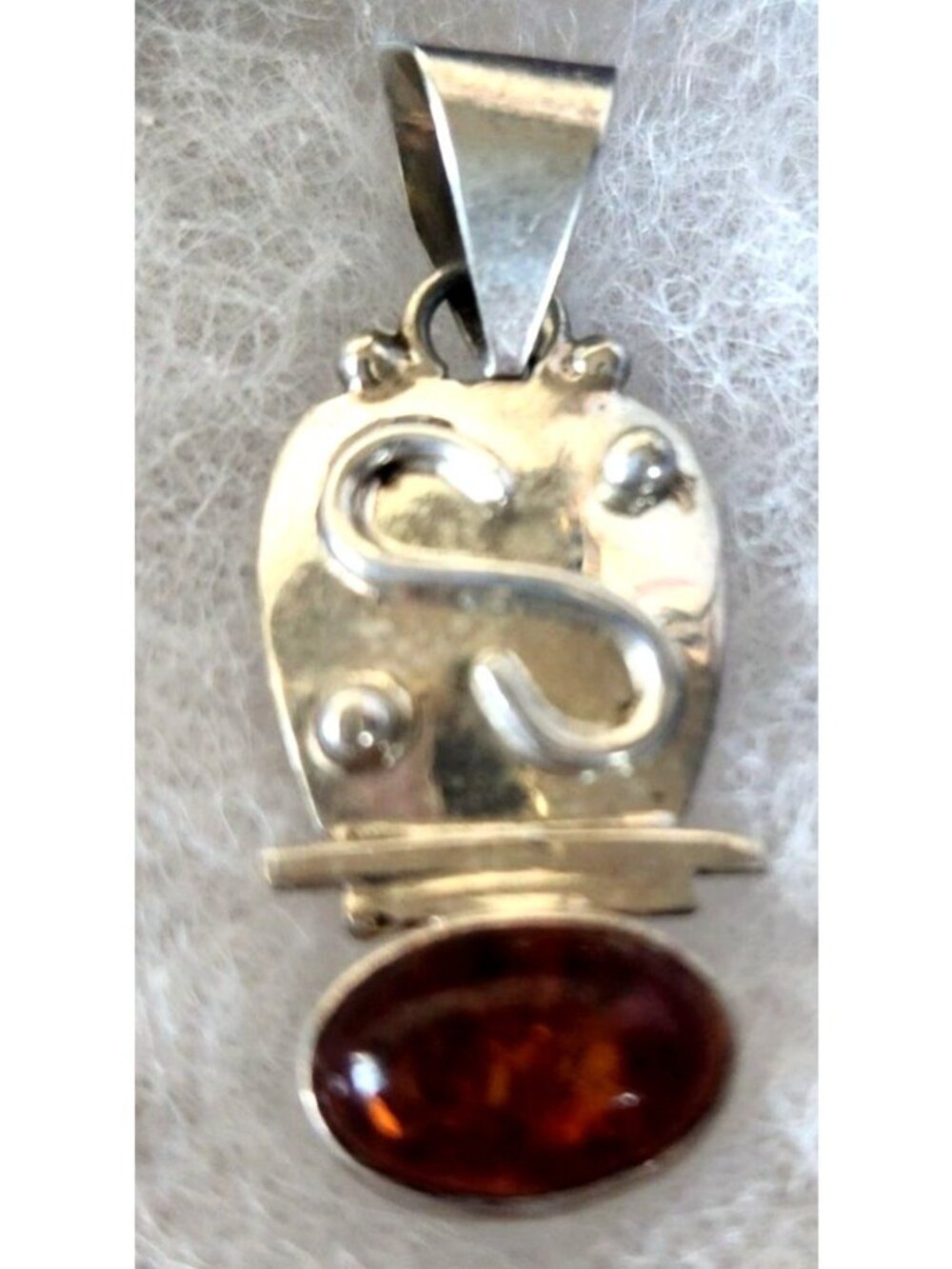 Pendant Amber Silver 4.3 Gr 35 x 15 mm Oval Silver 15 x 10 mm Top Bail10 x 5 mm - Picture 2 of 8